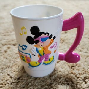 Disney World On Ice 1990s Vintage Super 3D Mickey Mouse Neon W/ Boombox Mug Cup